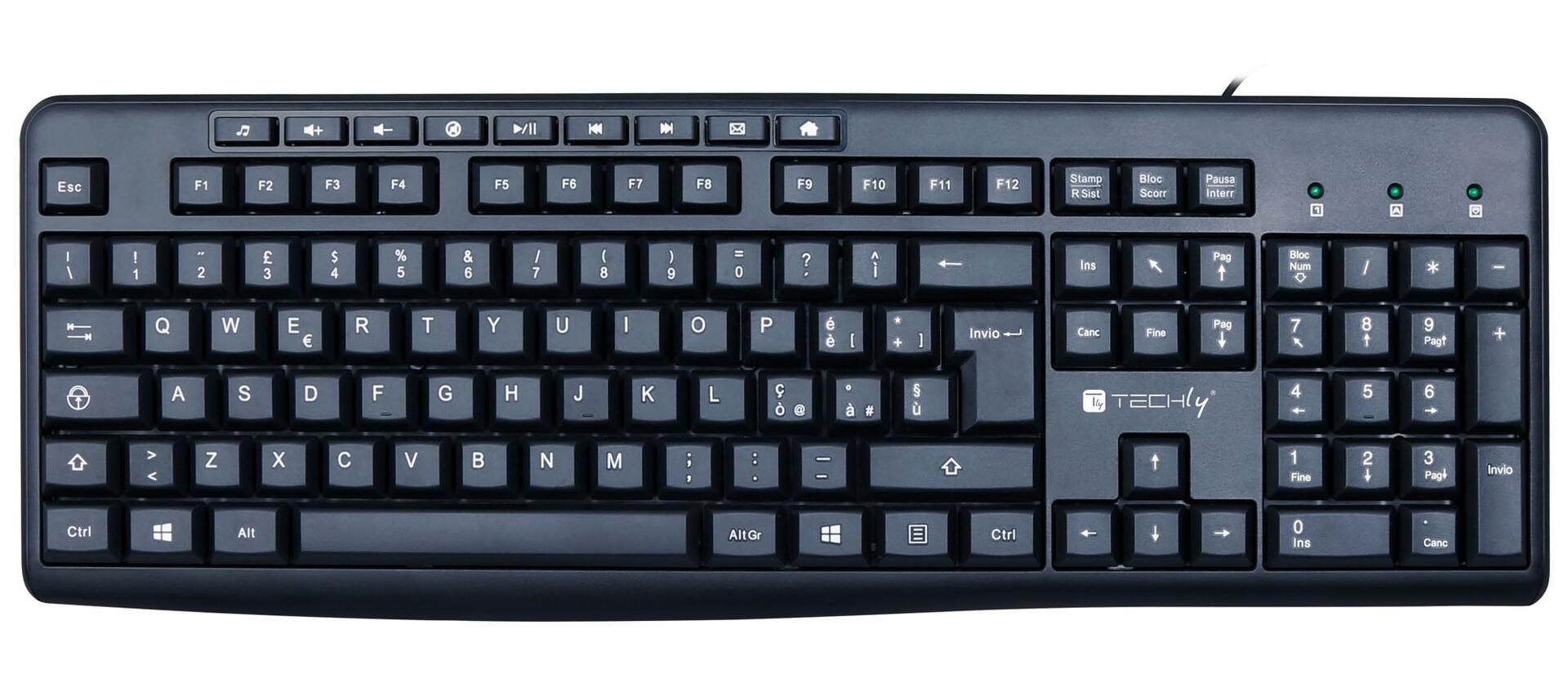 Tastiera USB 104 Tasti + 9 Multimediali