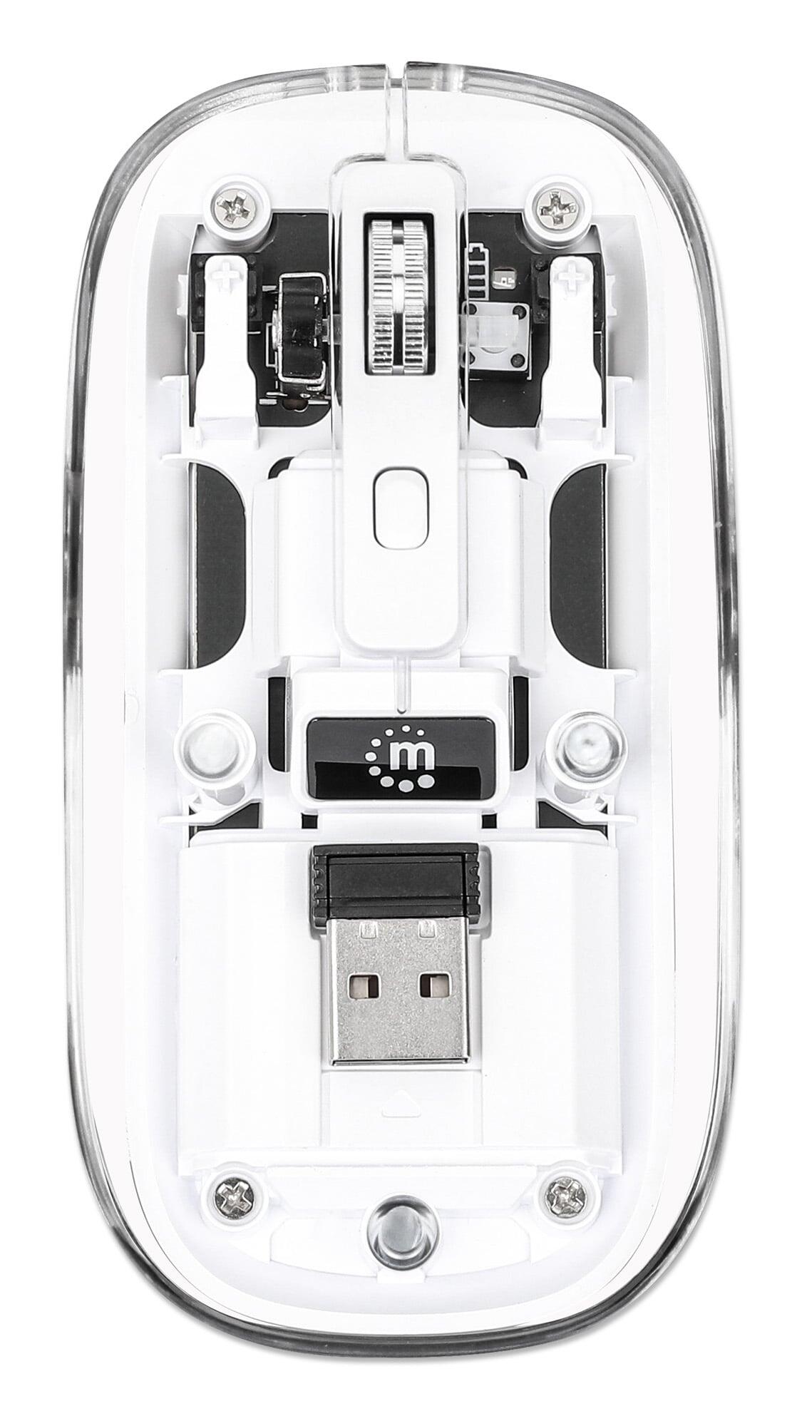 Mouse Ottico Wireless 1600 Dpi con Micro Ricevitore USB Bianco Trasparente