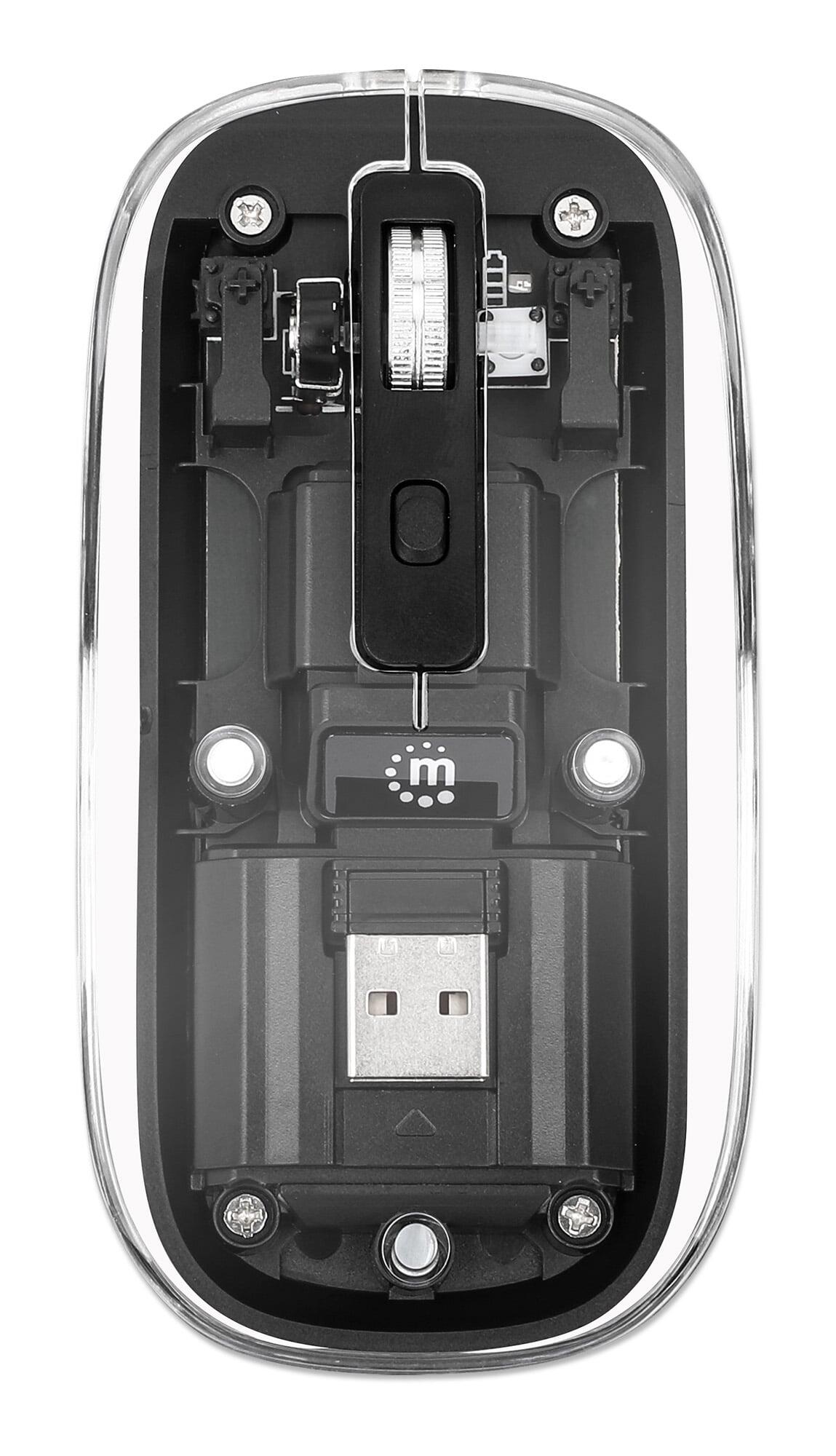 Mouse Ottico Wireless 1600 Dpi con Micro Ricevitore USB Nero Trasparente
