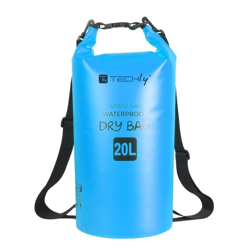 Sacca Impermeabile 20L Dry Bag con Tracolla Regolabile Azzurro