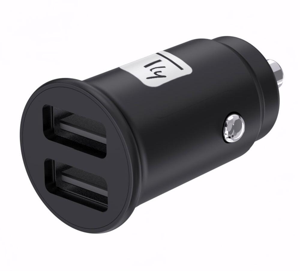 Mini Caricatore da Auto 2 Porte USB-A 5V/2.4A Nero