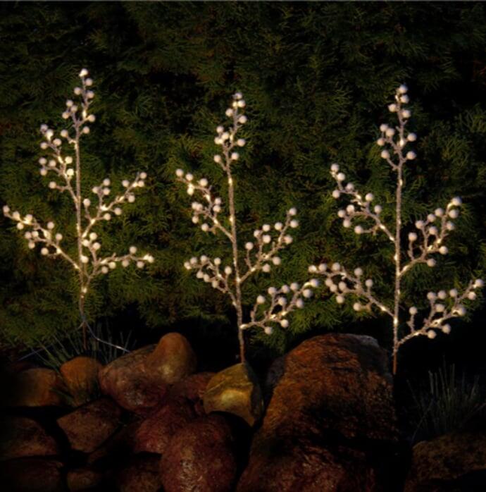 Set di 3 Alberi Luminosi con 75 LED Bianco Caldo IP44