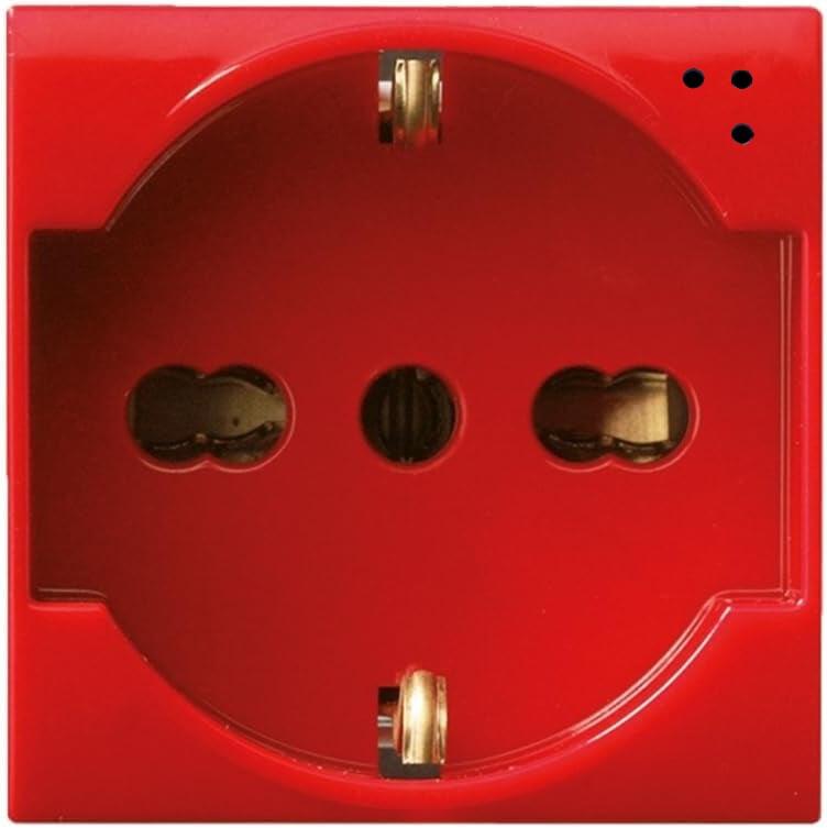 Presa Schuko Bipasso 2P+T 16A 250V S44 Rosso Lucido, 442090/15TSR