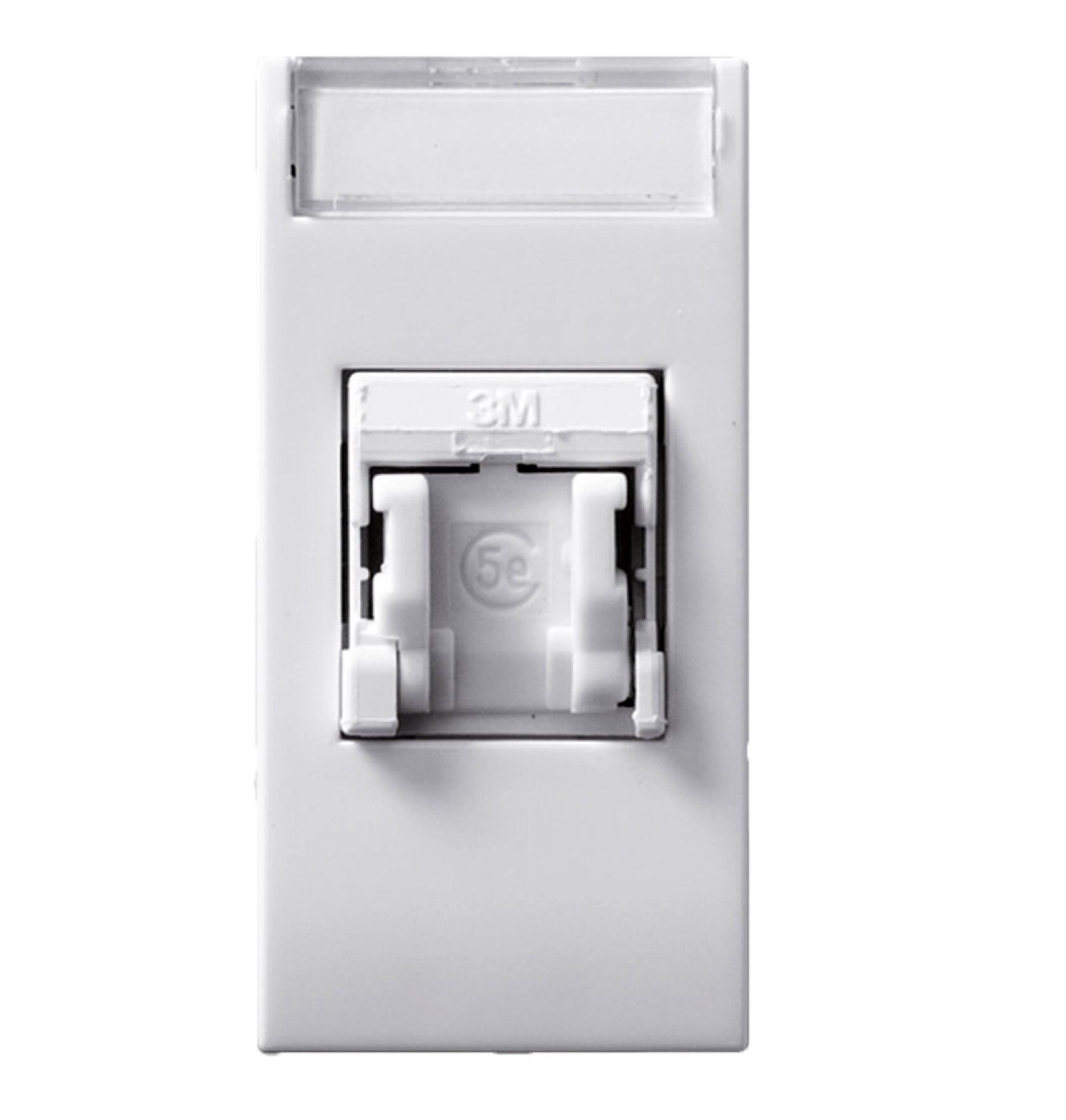 Domus S44 Presa RJ45 Cat.6 UTP Connettore 3M con Tappo Bianco Lucido