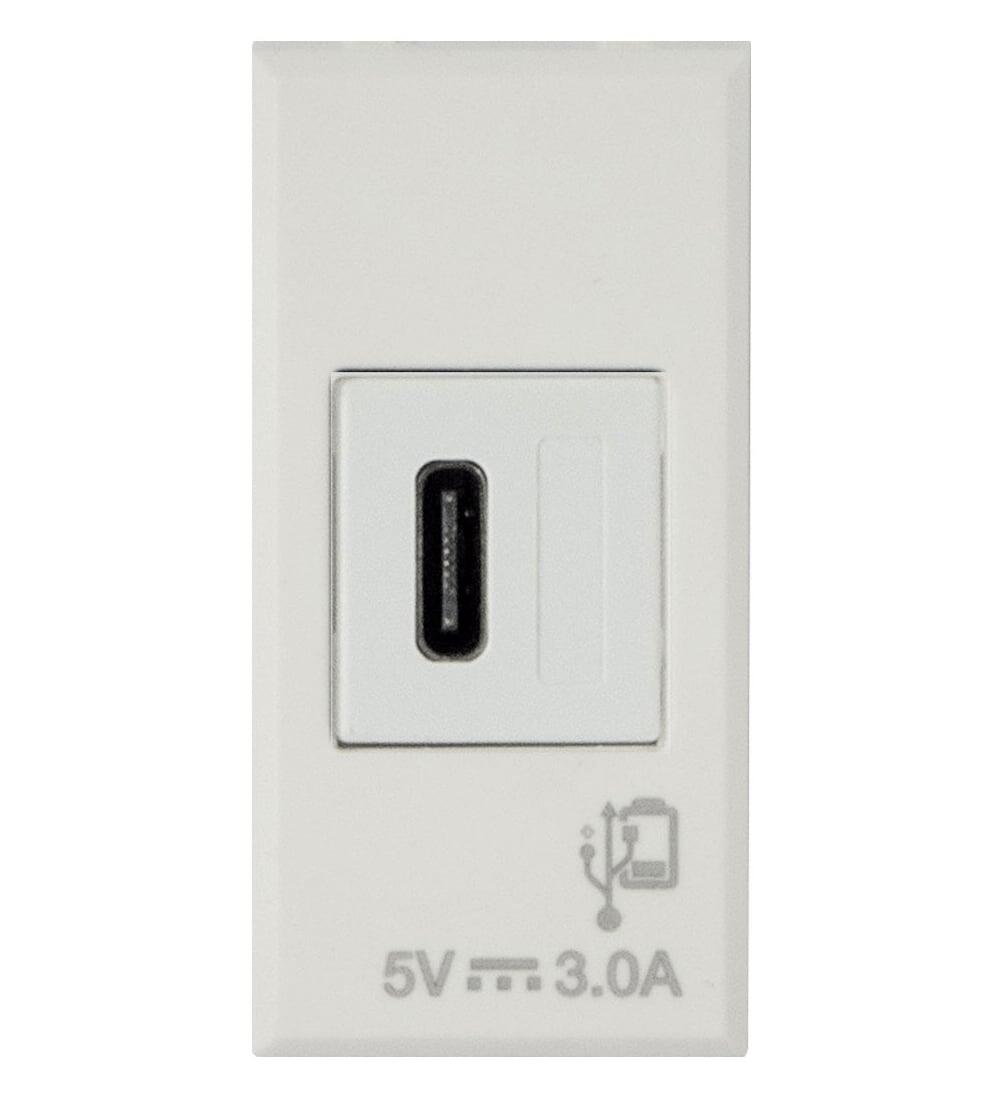 WHITEK S44 Caricatore USB-C™ 3A 240V 1 Modulo Bianco Opaco, 446082USBC