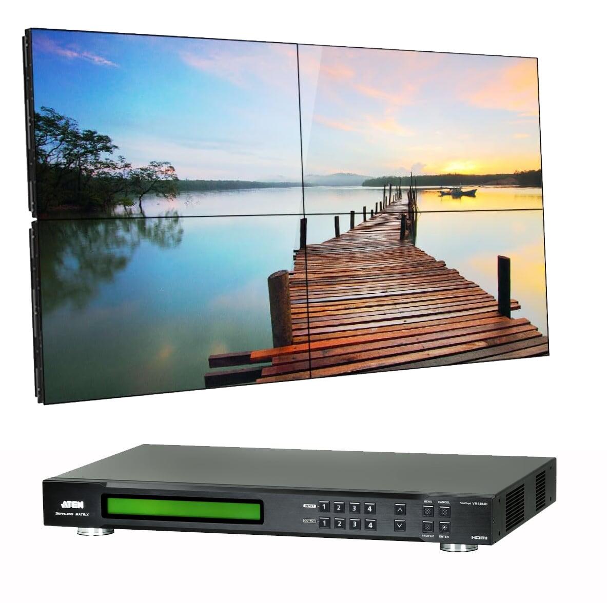 Switch Matrix 4x4 HDMI con Videowall & Scaler, VM5404H