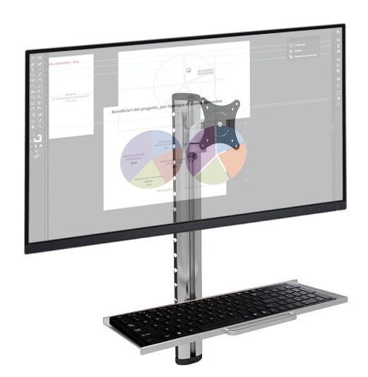 Postazione di lavoro a parete con supporto monitor e ripiano tastiera