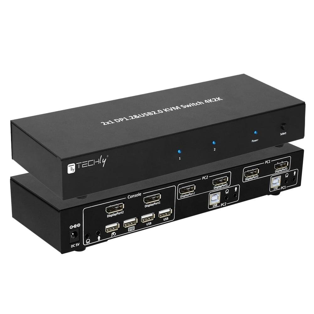 Switch KVM 2 porte DisplayPort1.2 per doppio Monitor