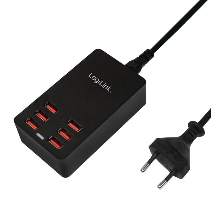 Caricatore da Tavolo a 6 porte USB 32W Nero