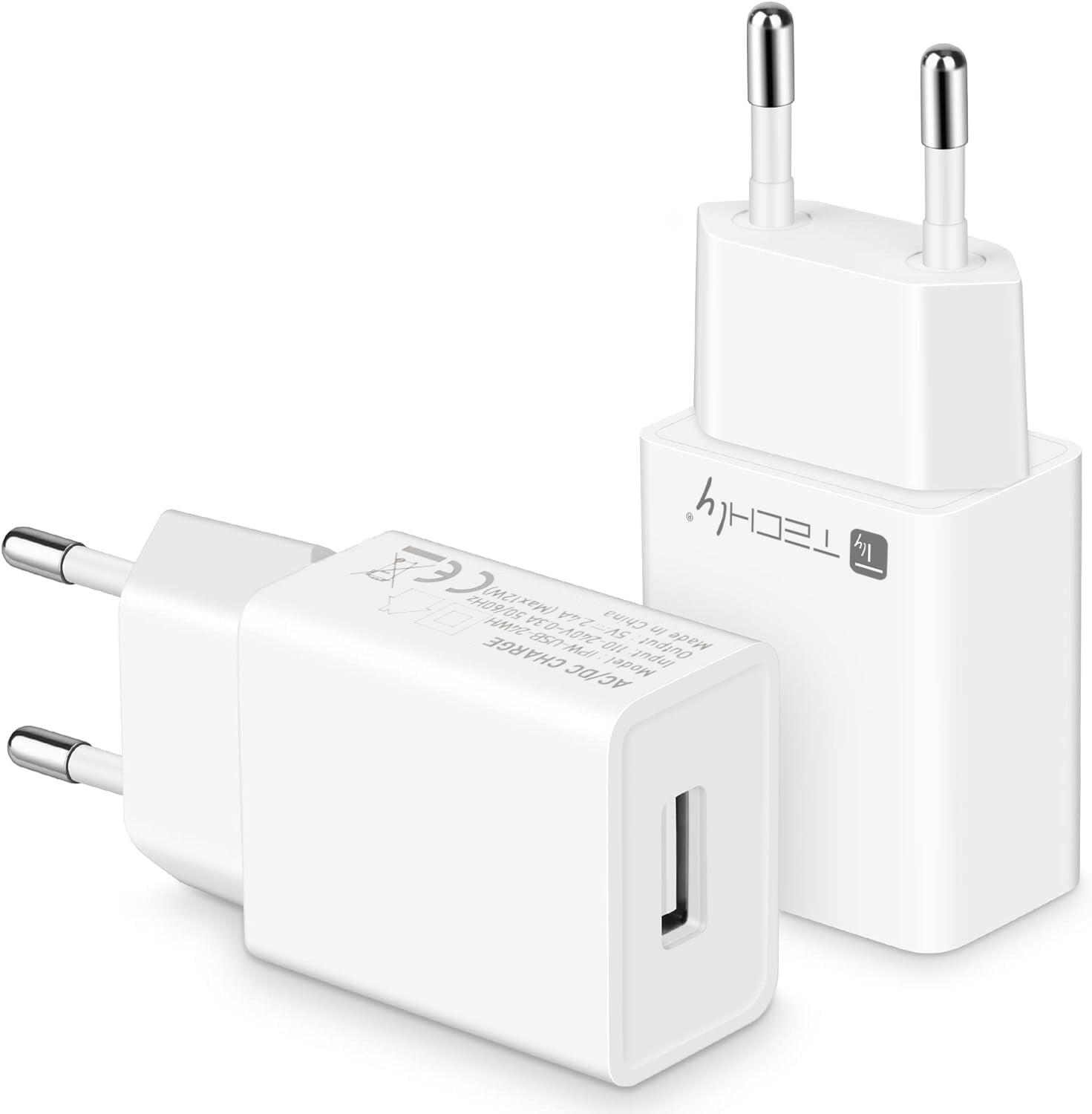Caricatore Alimentatore USB-A da Muro 5V 2.4A per Smartphone o Tablet