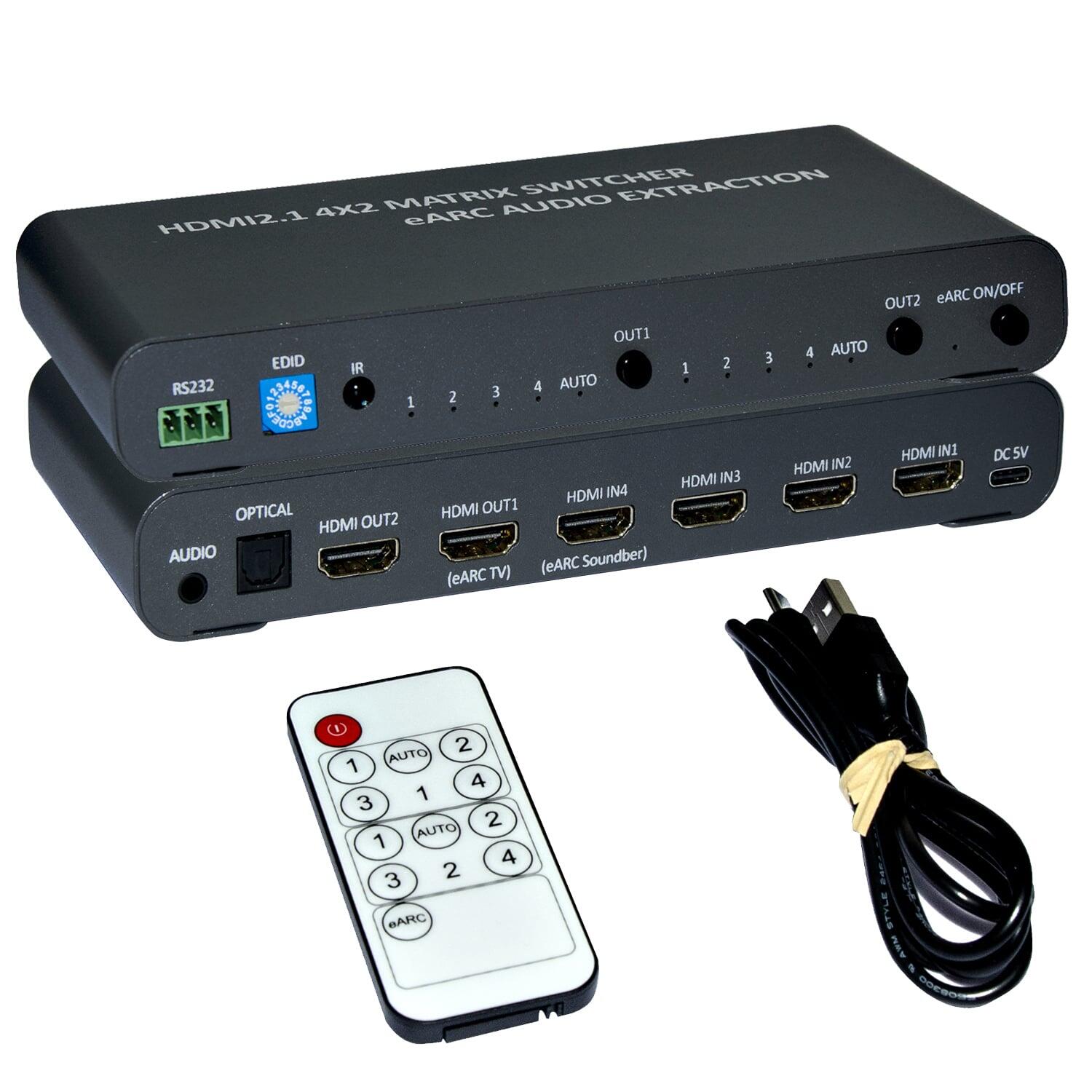 Switch Matrix HDMI 4x2 8K con Estrattore Audio Esterno