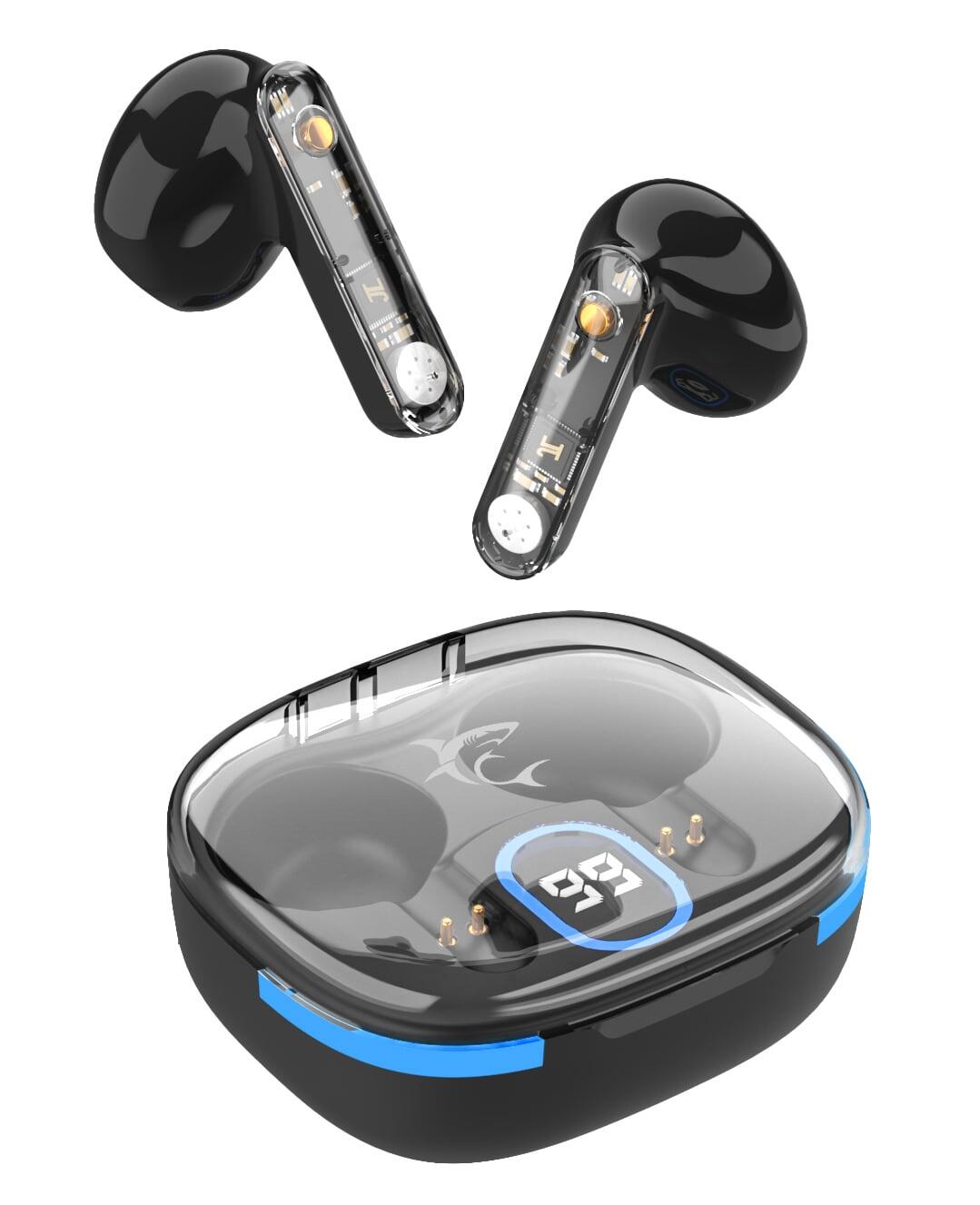 Auricolari Wireless Bluetooth v5.3 Custodia di Ricarica con Display Nero
