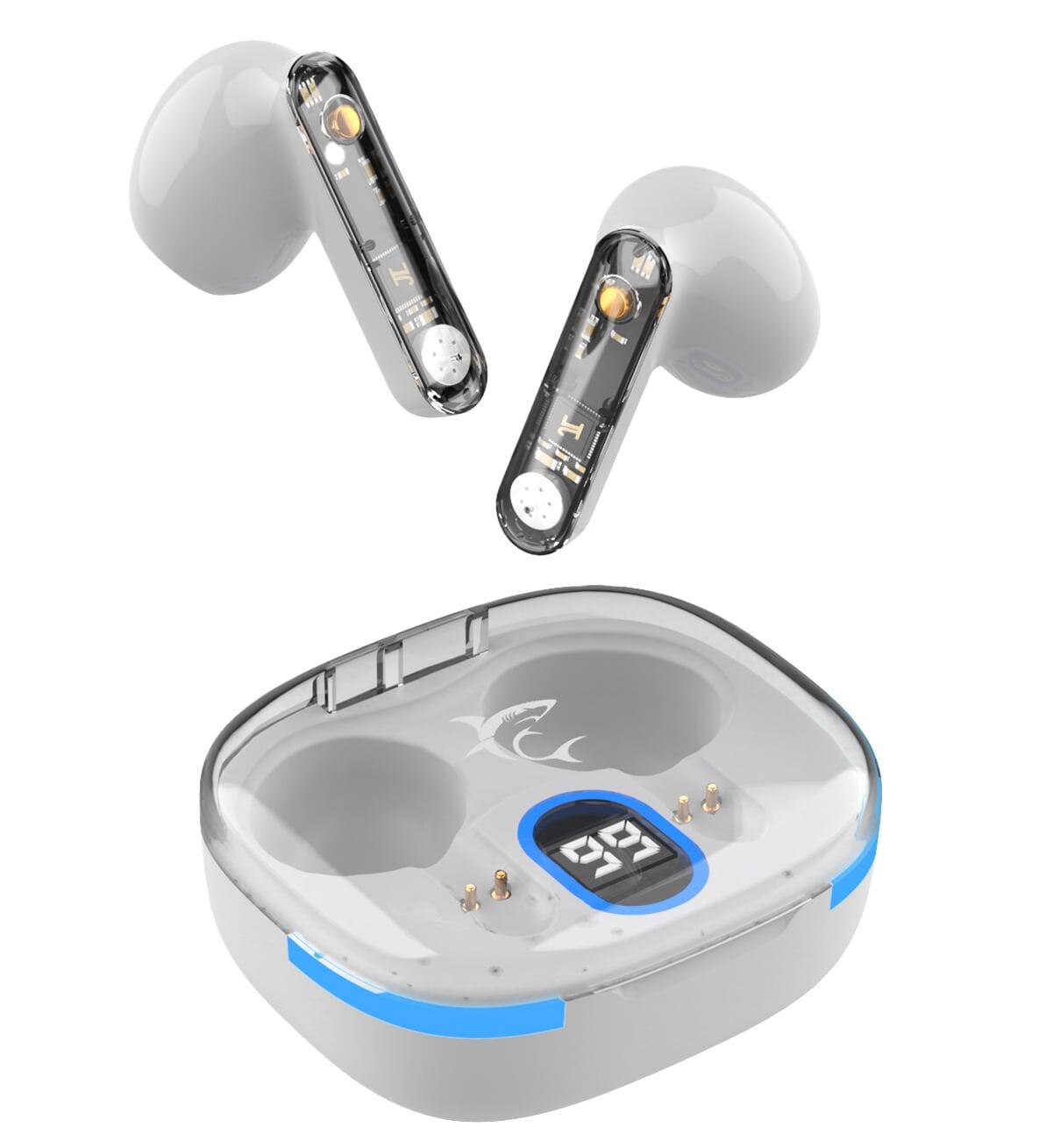 Auricolari Wireless Bluetooth v5.3 Custodia di Ricarica con Display Bianco