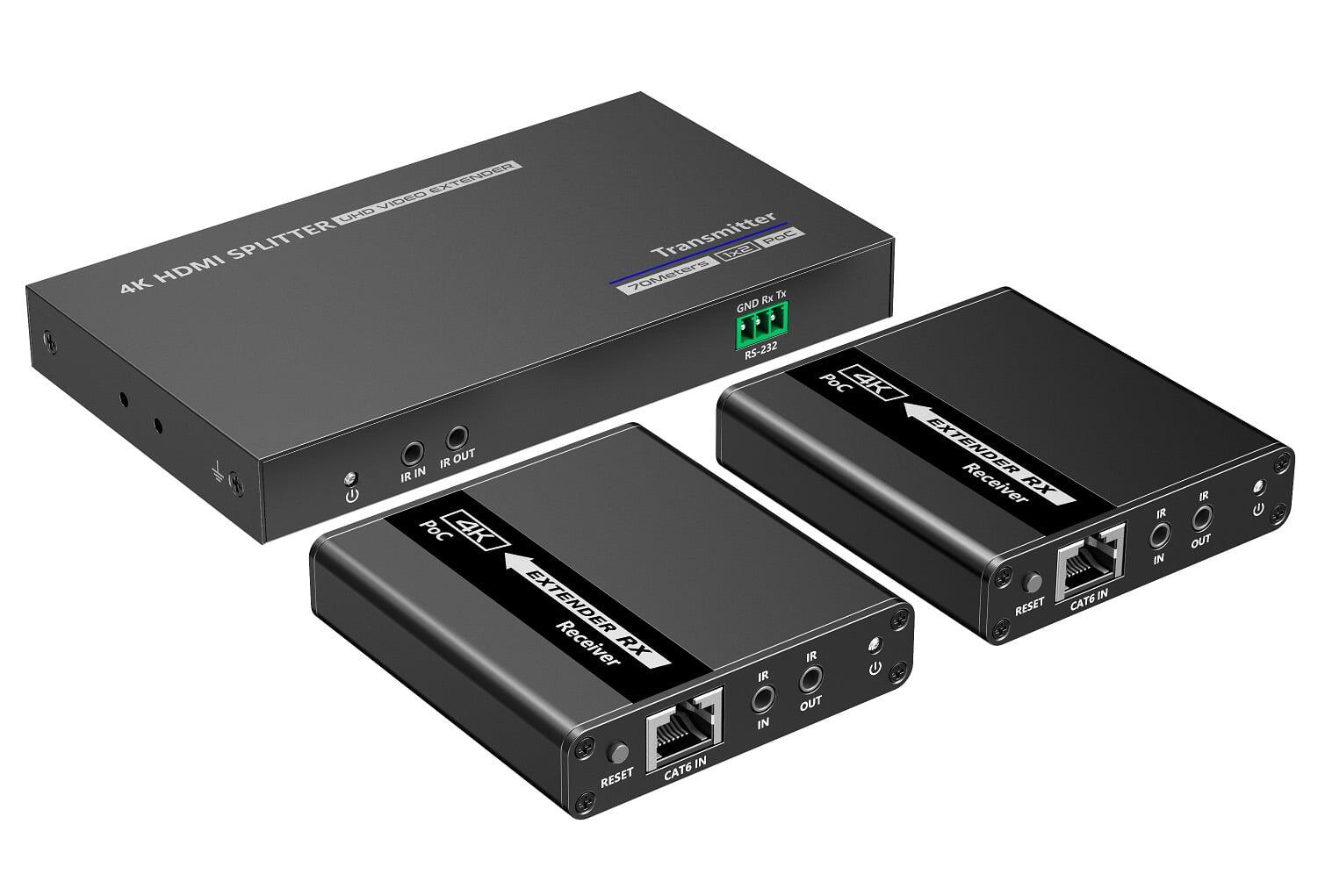 Extender Splitter HDMI 2 vie su Cavo di Rete 70 metri PoC