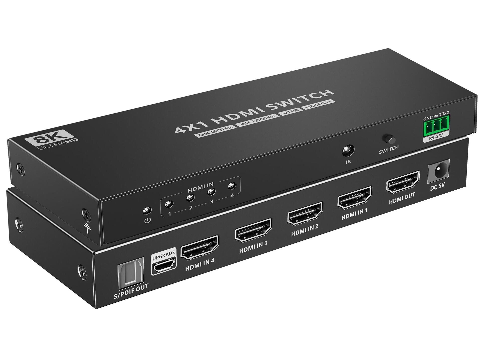 Switch 4x1 HDMI 2.1 8K 3D con SPDIF Ottico