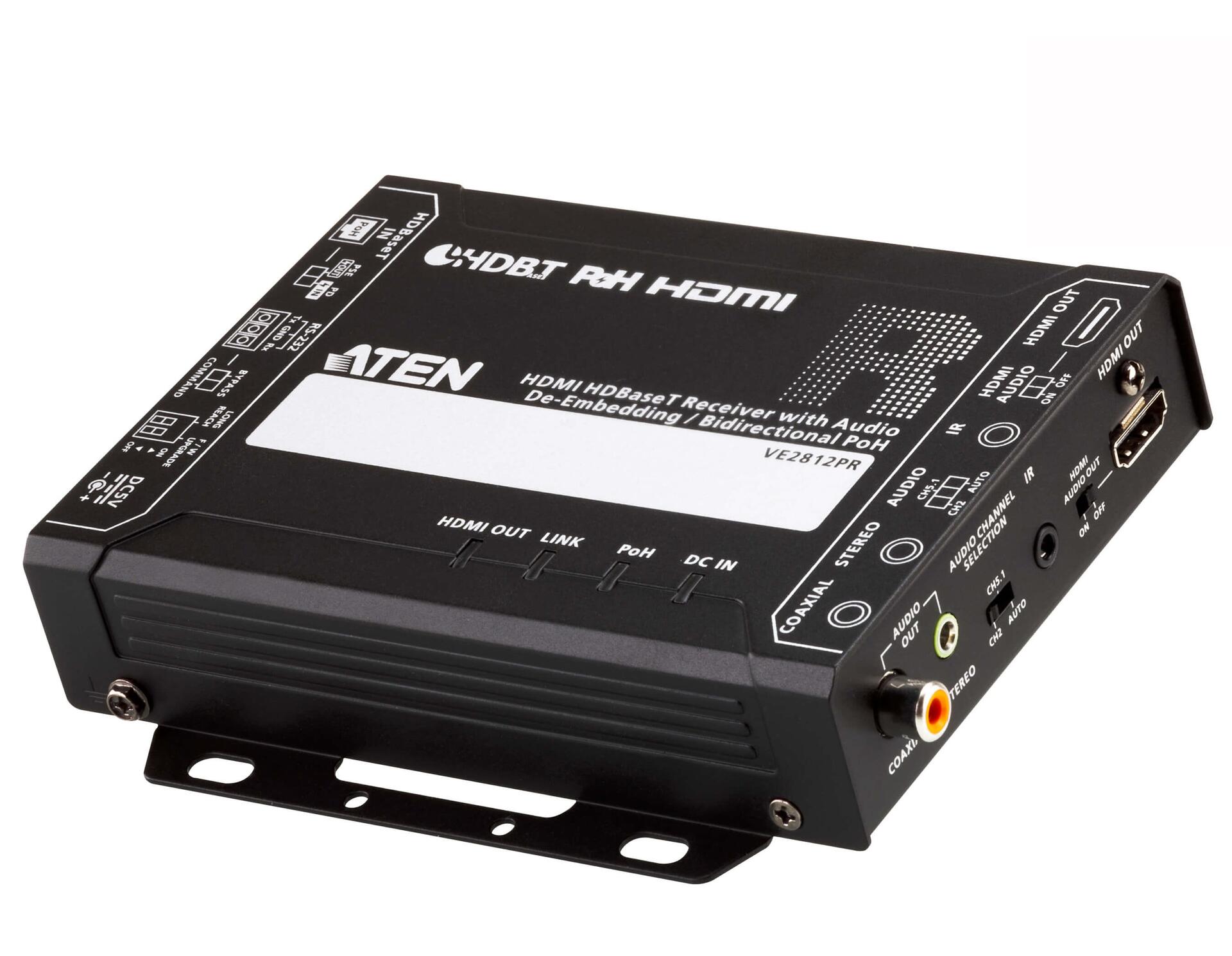 Ricevitore HDBaseT HDMI con de-embedding Audio PoH Bidirezionale 4K 100m, VE2812PR