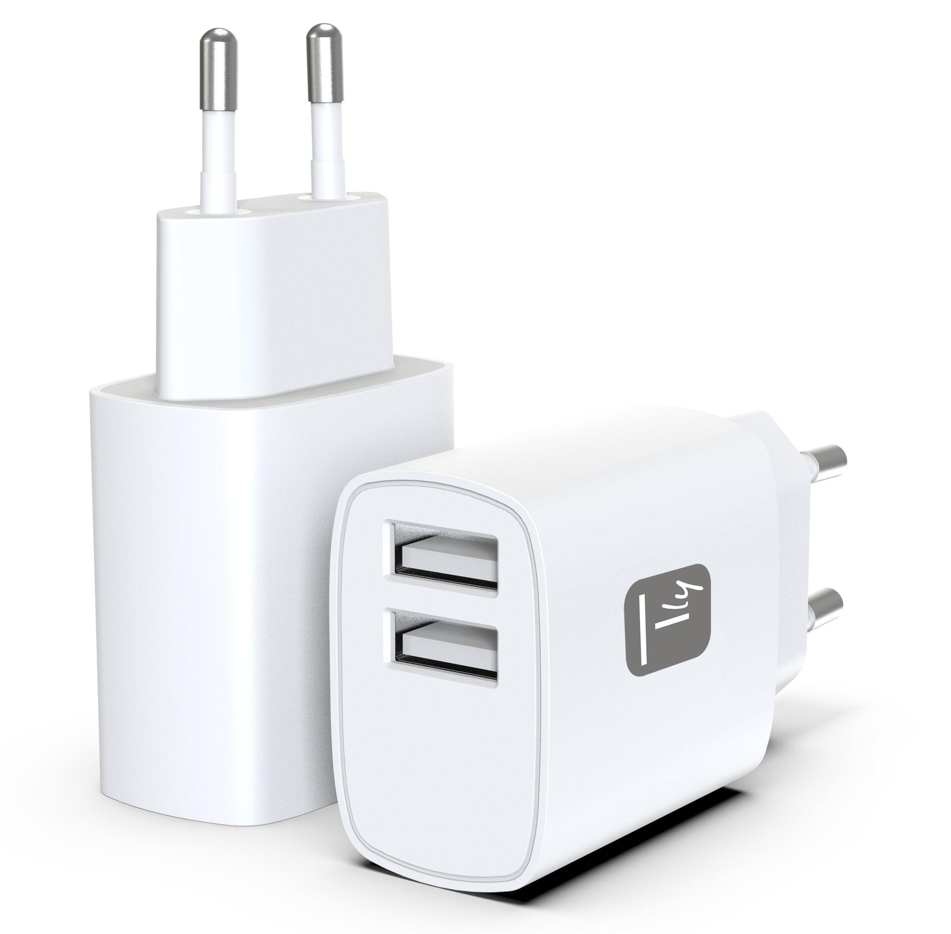 Caricatore Alimentatore 2x USB-A 12W da Muro