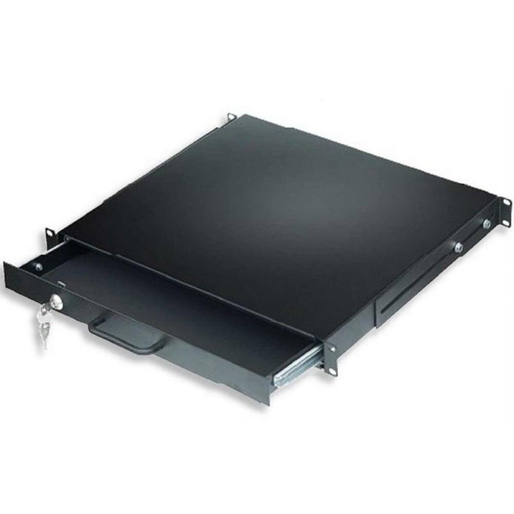 Cassetto Porta Tastiera 1U per Armadi Rack 19'' con Serratura Nero