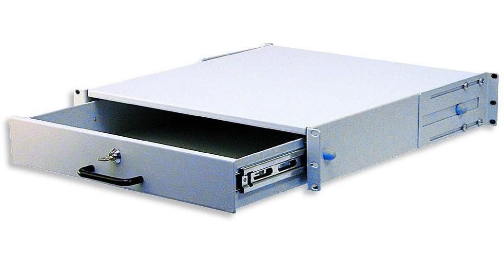 Cassetto Porta Tastiera 2U per Armadi Rack 19'' con Serratura Grigio