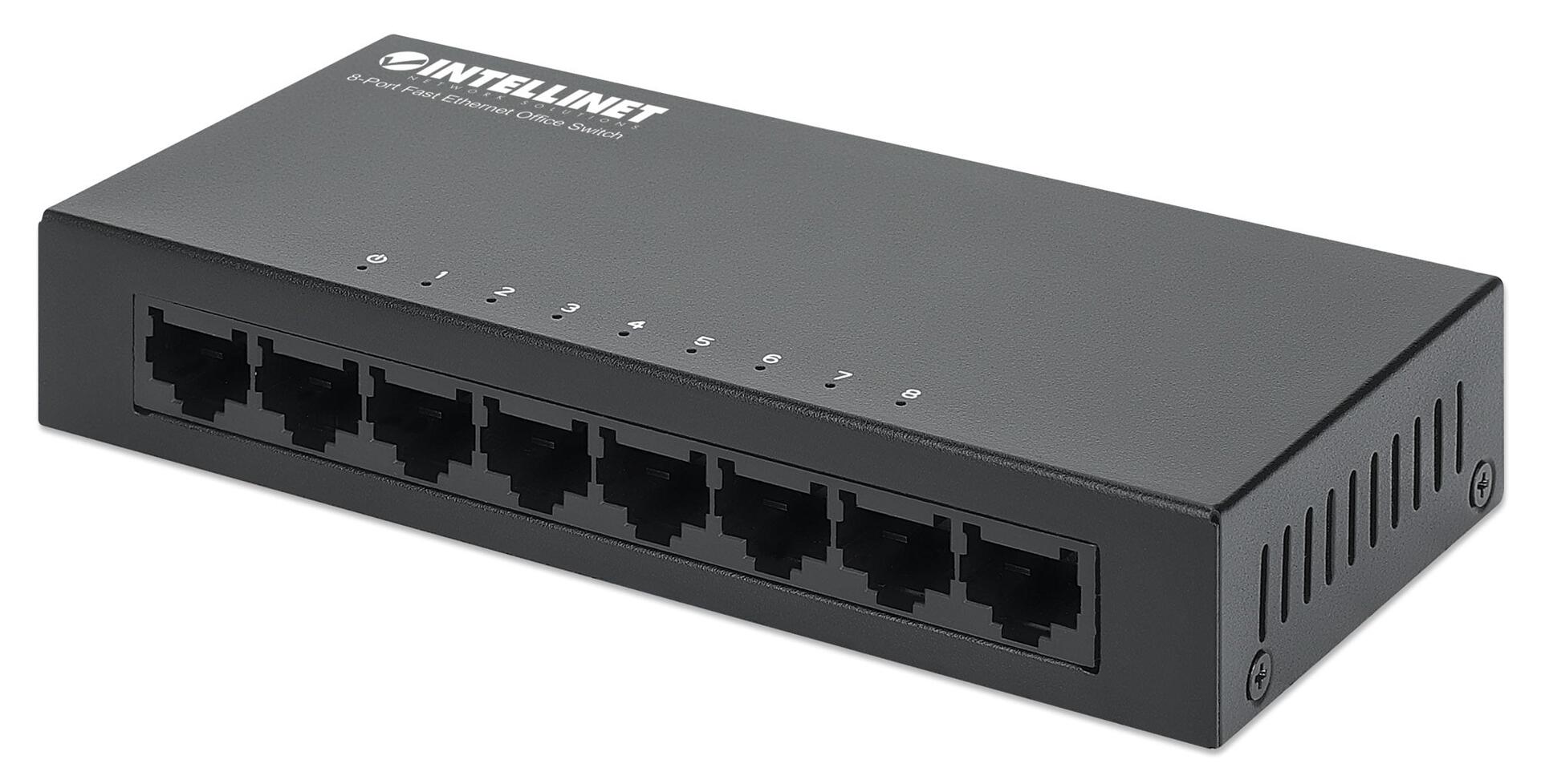 Switch Hub Ethernet 10/100Mbps 8 Porte Desktop in Metallo