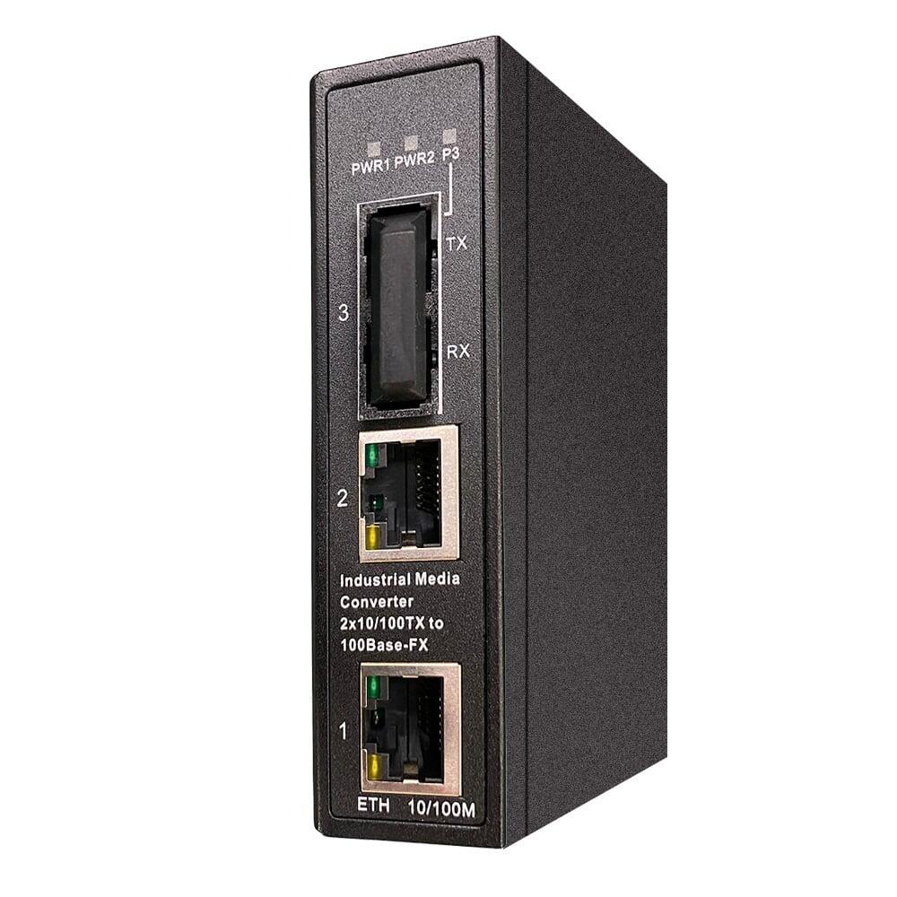 Convertitore Industriale Fast Ethernet a fibra ottica su guida DIN