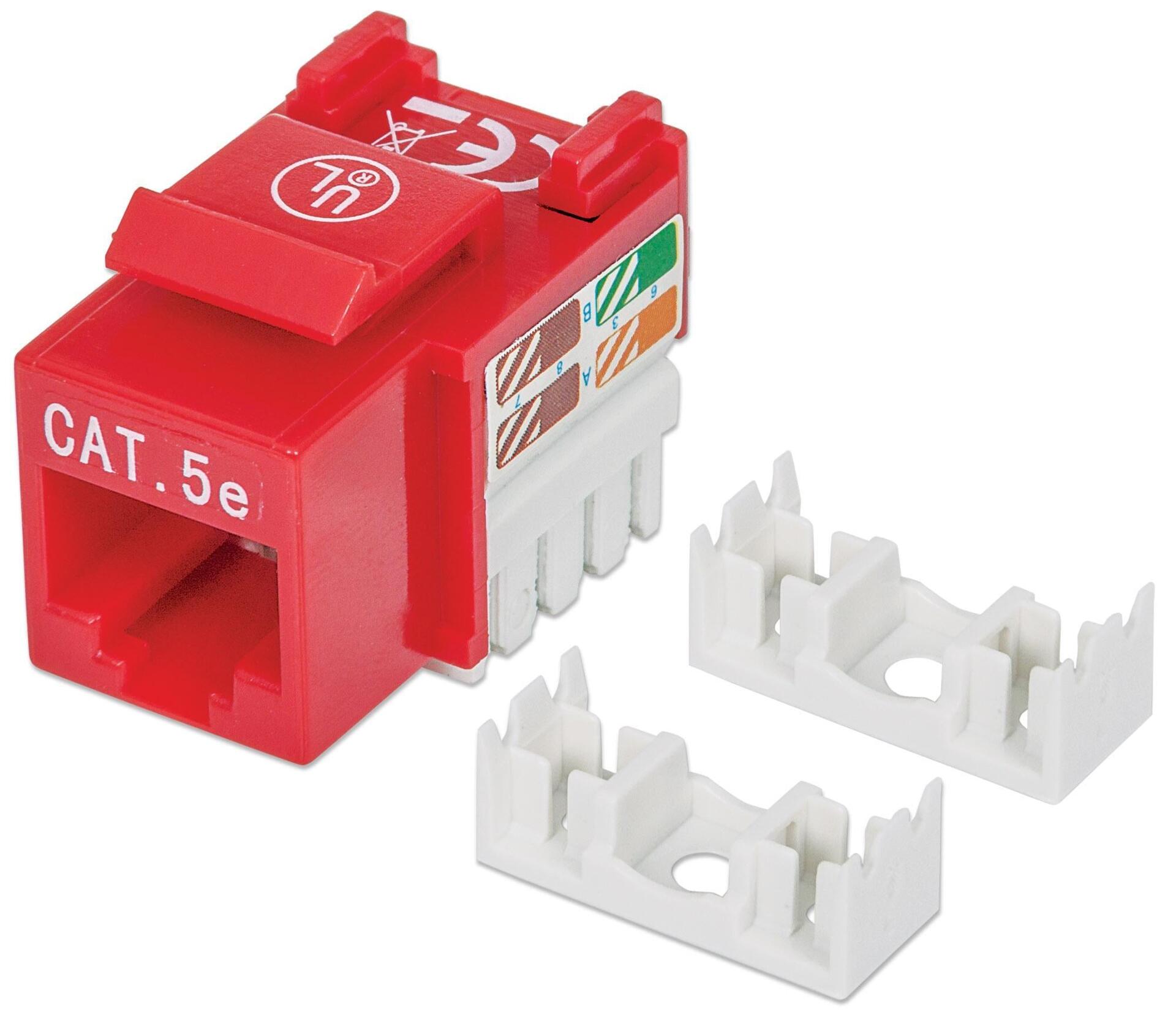 Frutto Keystone RJ45 Cat.5E UTP IDC 90° Rosso