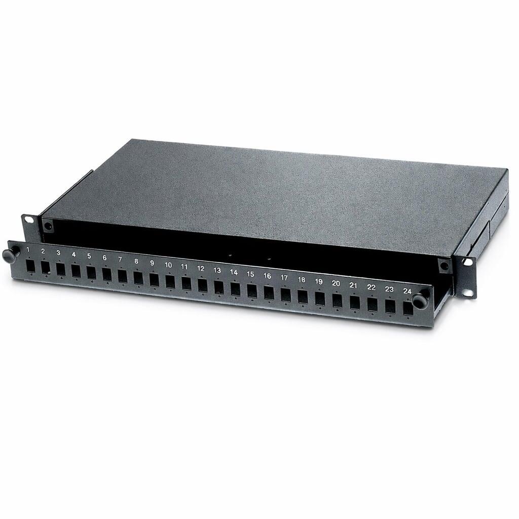 Cassetto Rack 19'' Fibra Ottica 24 porte LC Duplex/SC Simplex Nero