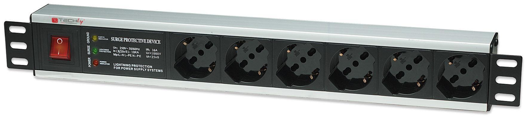 Multipresa 6 Posti Rack 19'' con Protezione e Interruttore Spina Italiana 1,5U