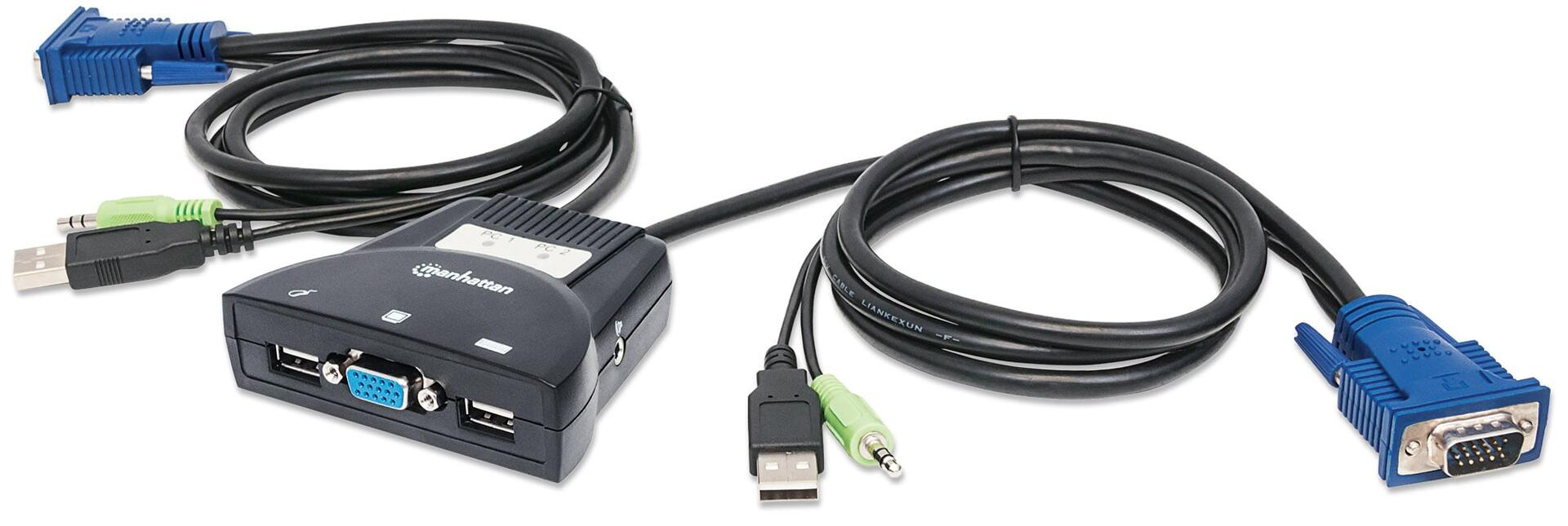 Mini KVM Switch 2 Porte USB con Audio