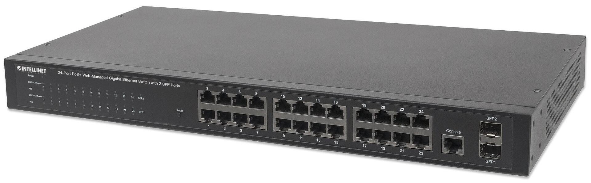 Switch 24 Porte PoE Web-Managed Gigabit Ethernet con 2 Porte SFP