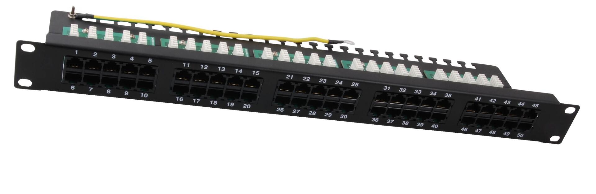 Pannello Patch 50 Porte UTP Telefonico Cat.3 Nero