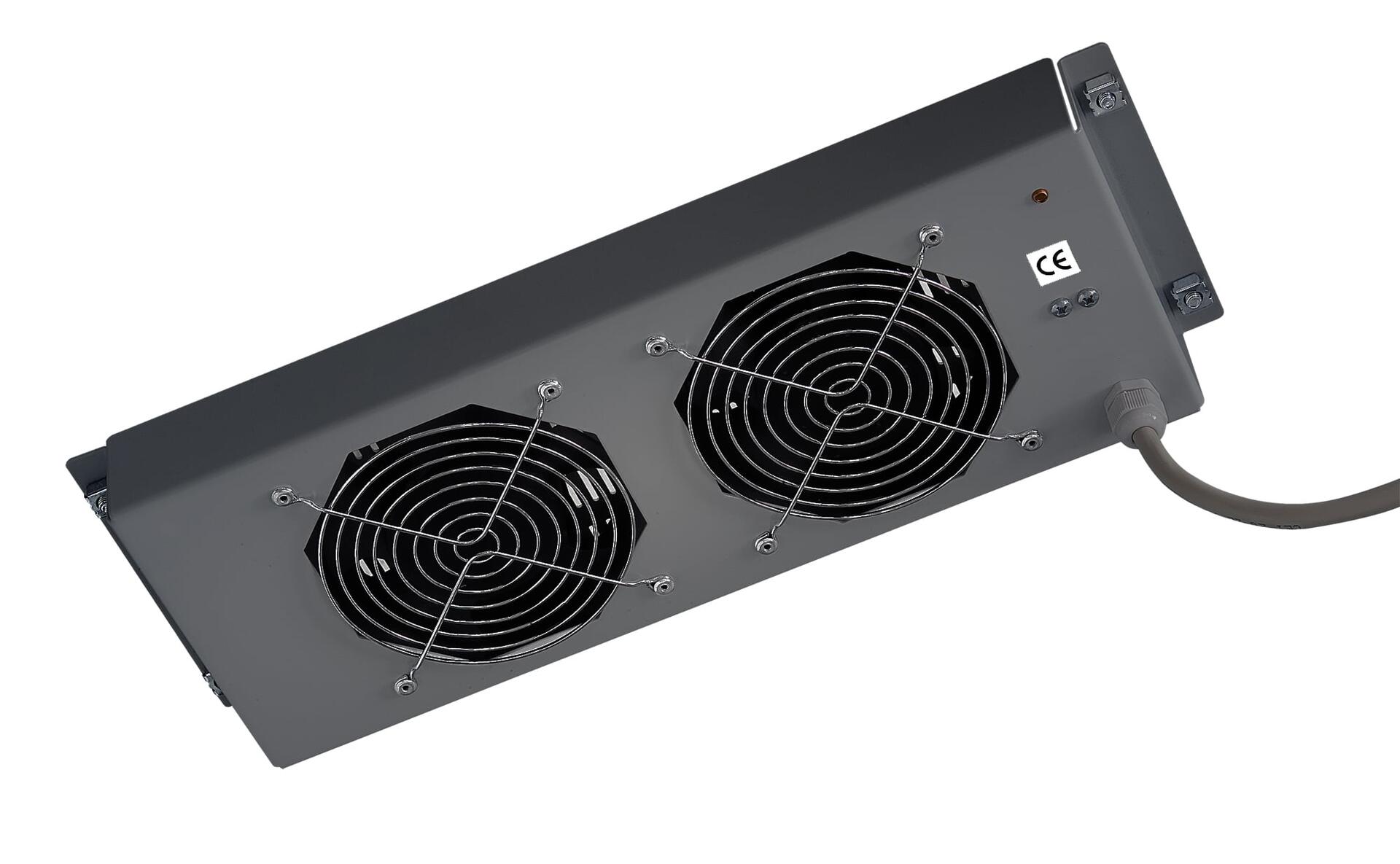 Gruppo di 2 Ventole a Soffitto Senza Termostato per Rack 19'' Nero