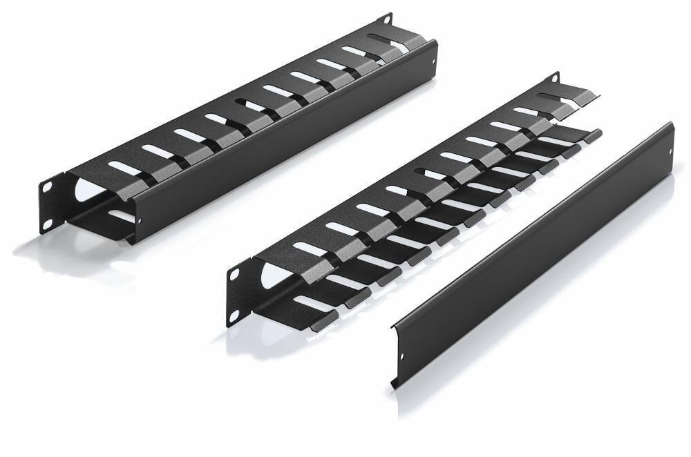 Pannello Passacavi 19'' 1U con Coperchio, Nero