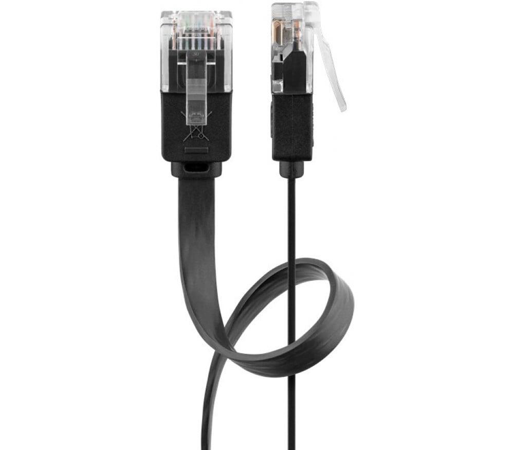 Cavo di rete Patch piatto in Rame Cat. 6 Nero UTP 15 m