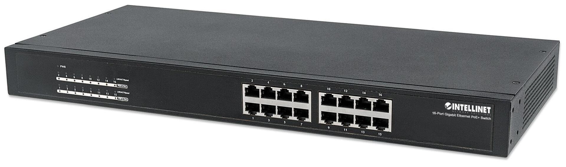 Switch Gigabit 16 Porte Ethernet PoE+ Nero