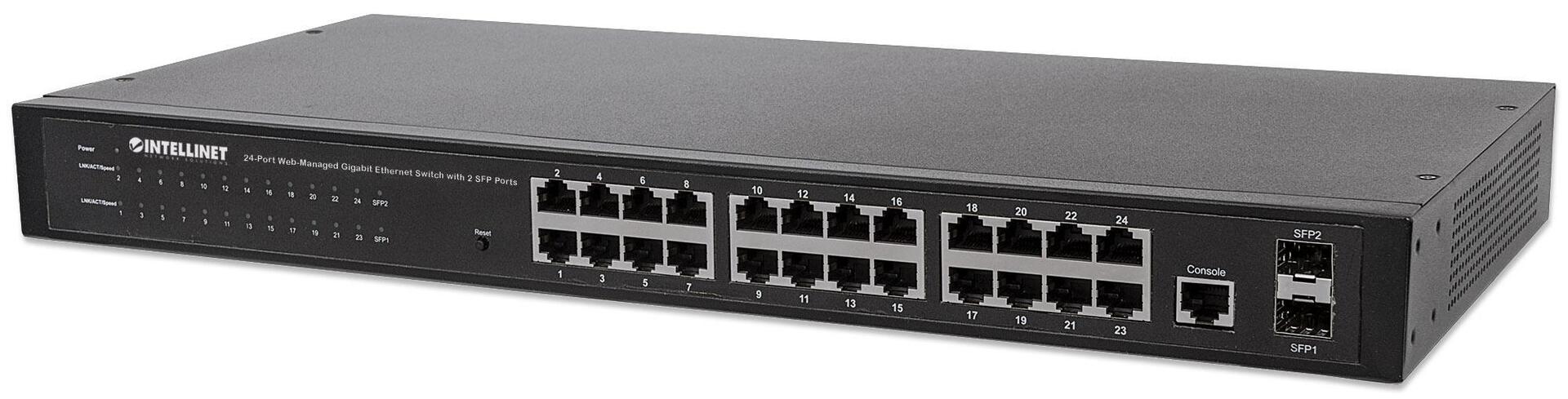 Switch 24 porte Web-Managed Gigabit Ethernet con 2 porte SFP