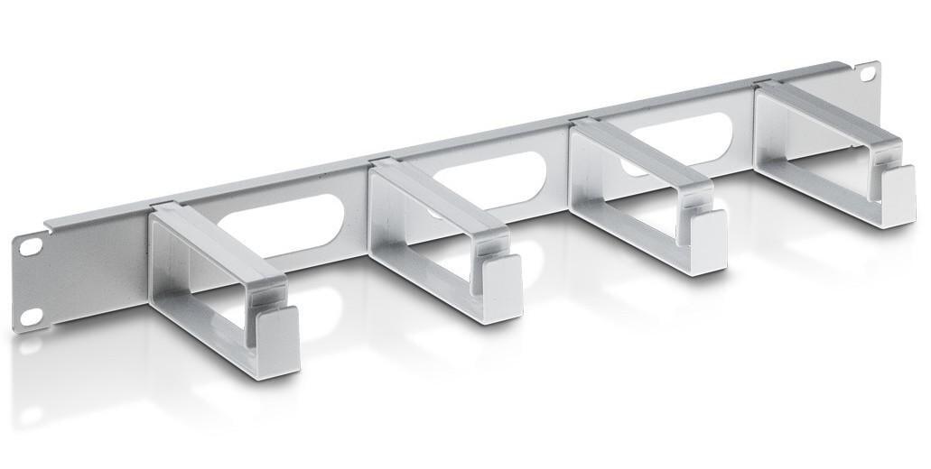 Pannello Passacavi 4 Anelli in Plastica Lunghi 3 Fori 1U Grigio