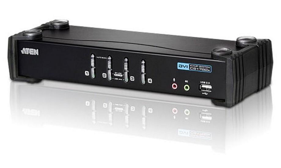 Switch KVM USB DVI a 4 Porte con Audio e Hub USB, CS1764A
