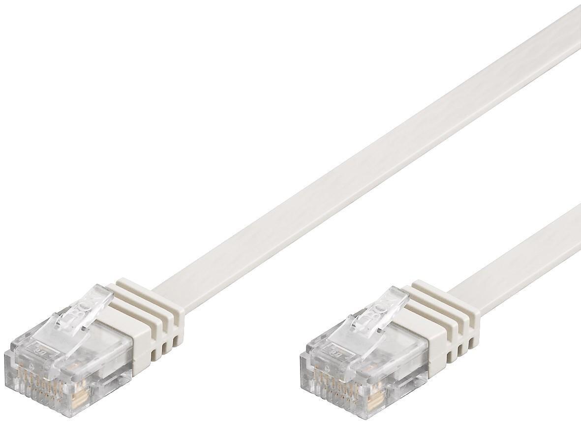 Cavo di Rete Patch Piatto in Rame Cat.6 UTP 2m Bianco