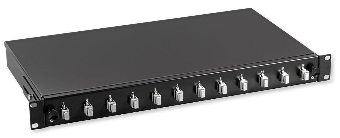 Cassetto Ottico 19'' con 12 bussole SC Simplex Multimodale Nero