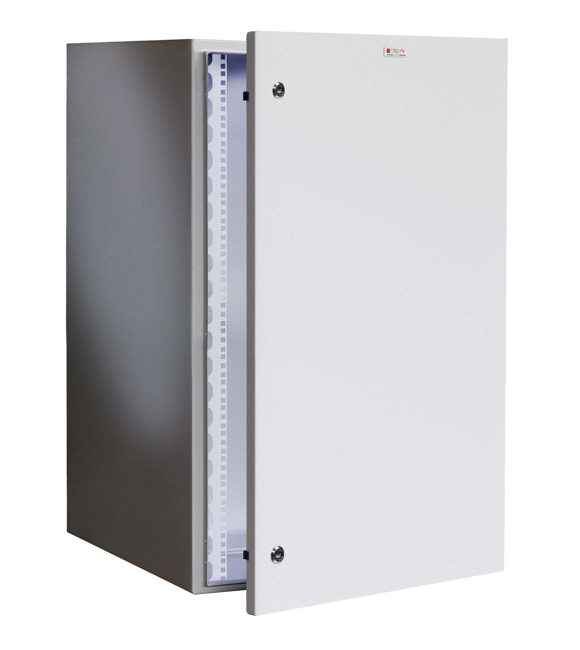 Armadio Rack 19'' a muro 17U grigio IP65 porta cieca prof. 600 mm