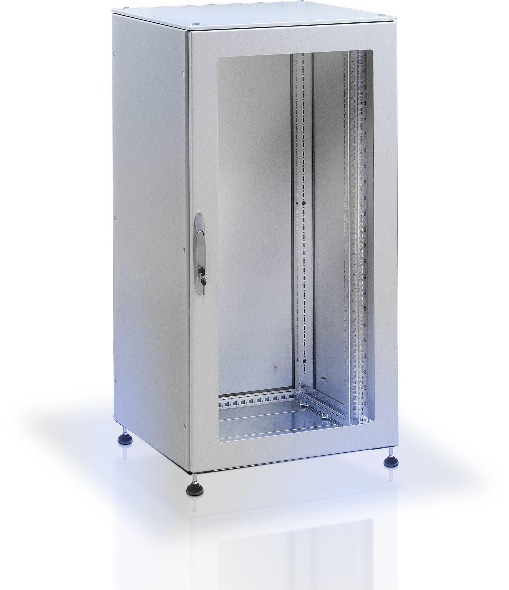 Armadio rack 19'' a pavimento 42U grigio IP55 porta vetro prof. 800 mm