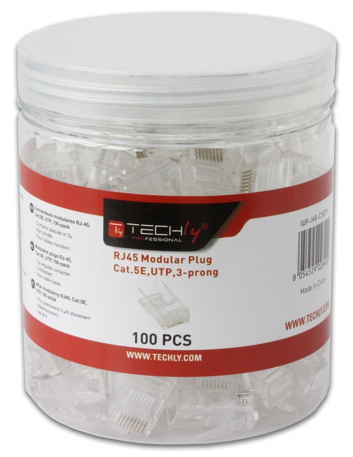 Confezione 100 Plug RJ45 UTP per Cavo Rigido Cat.5E