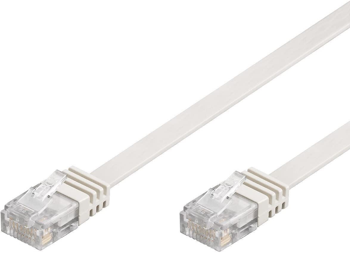 Cavo di Rete Patch Piatto in CCA Cat.5E Bianco UTP 2m