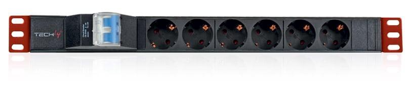 Multipresa 6 Posti da Rack 19'' con Magnetotermico Spina Schuko Angolata 1U