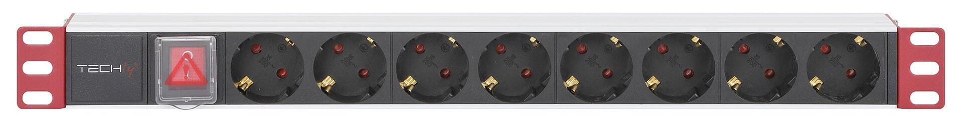 Multipresa 8 Posti da Rack 19'' con Interruttore Spina Schuko Angolata 1U