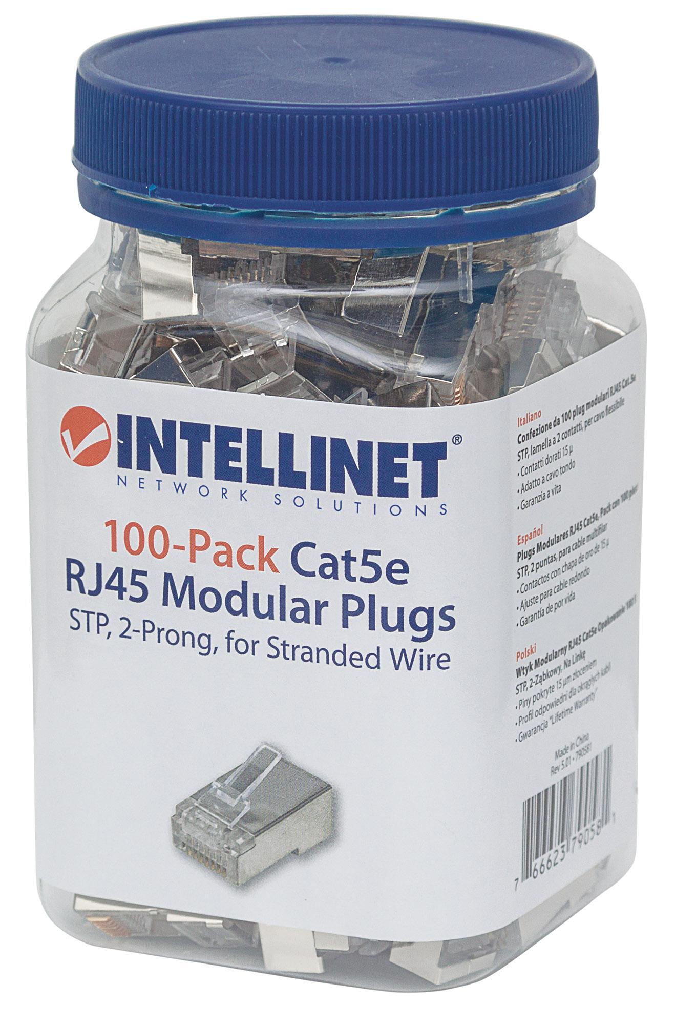 Confezione da 100 Plug Modulari RJ45 Cat.5e STP