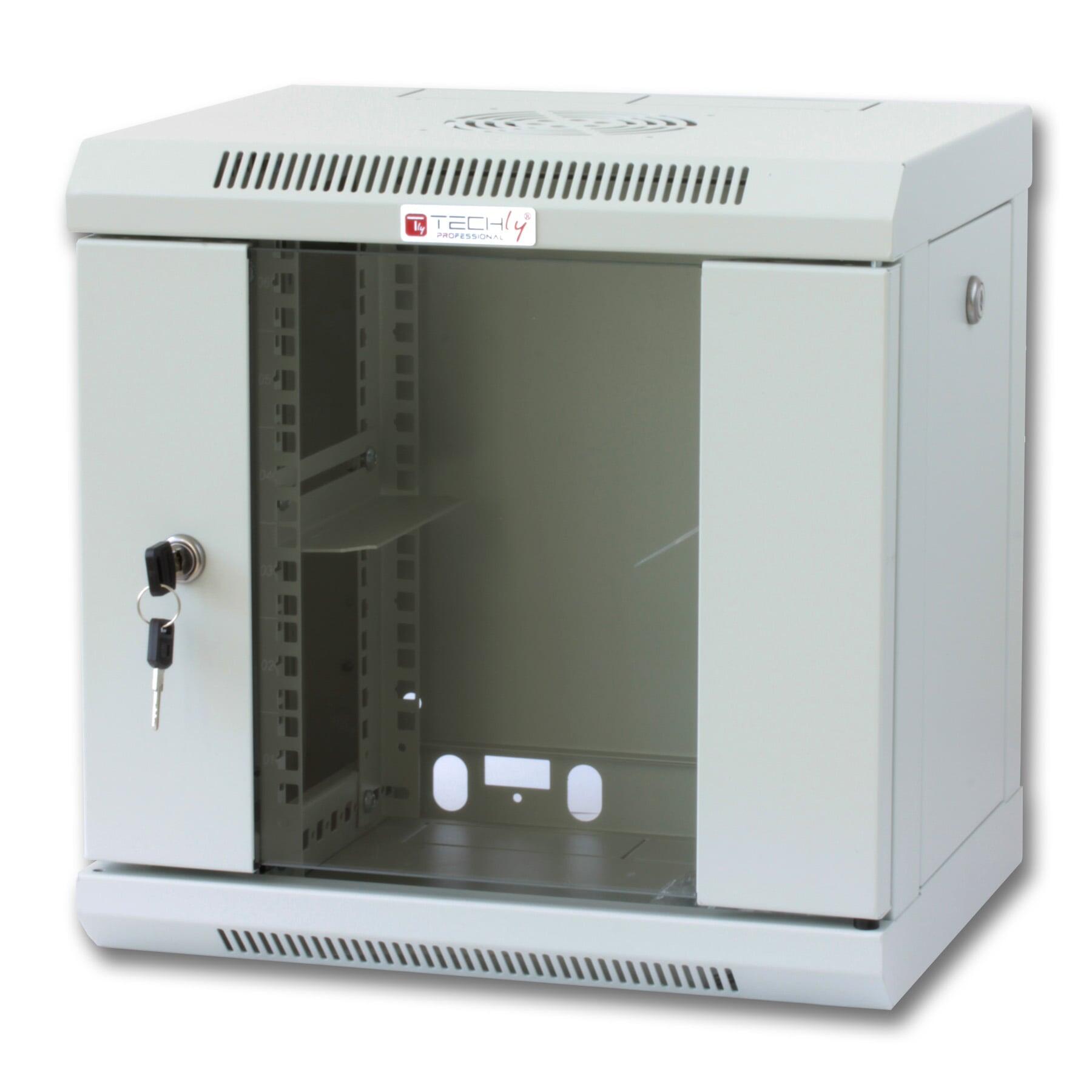 Armadio Rack 10'' a muro 6 unità con pannelli asportabili Grigio prof. 300 mm