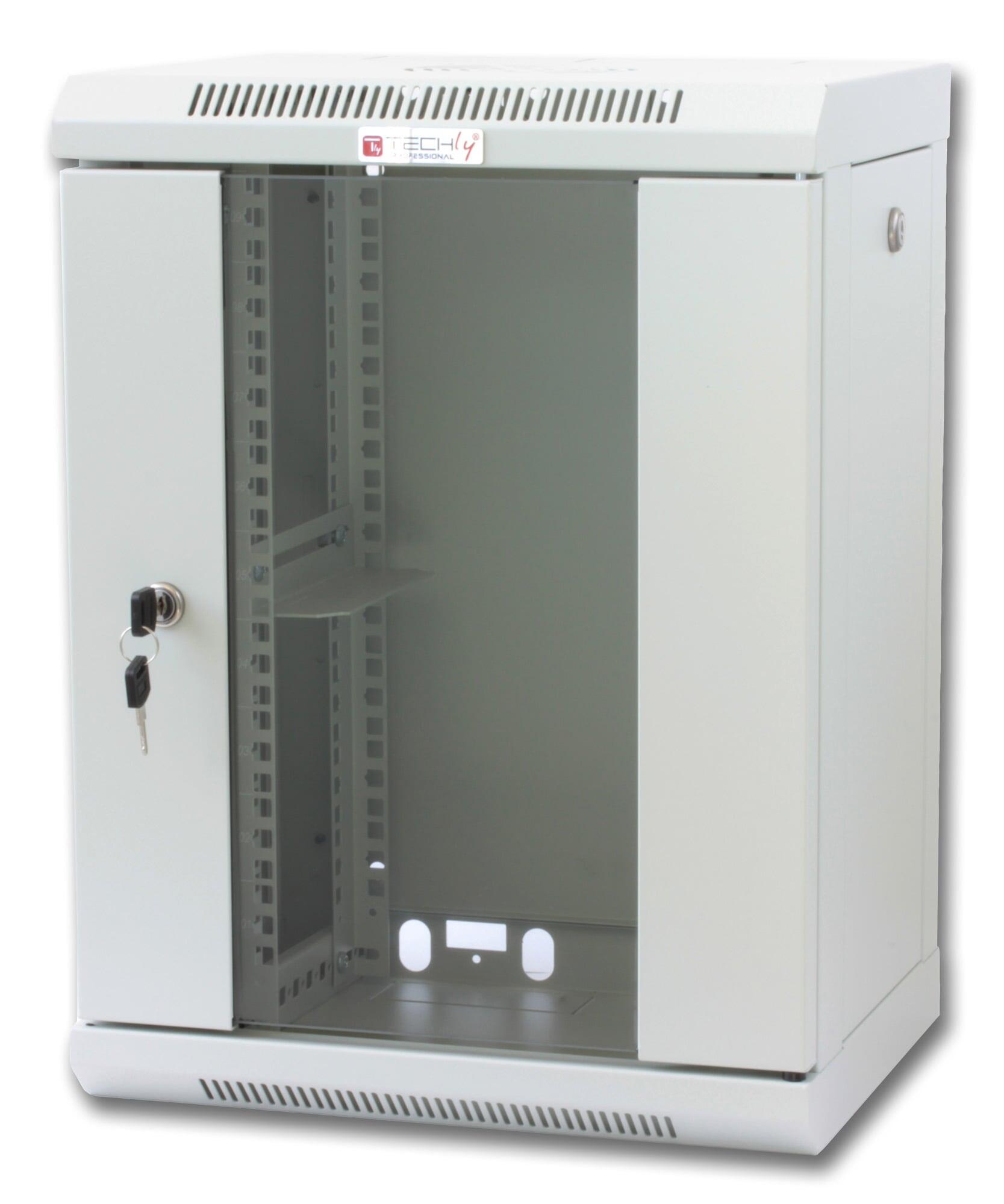 Armadio Rack 10'' a muro 9 unità con pannelli asportabili Grigio prof. 300 mm