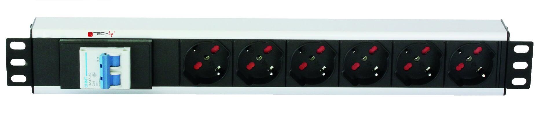 Multipresa 6 Posti da Rack 19'' con Magnetotermico Spina C20 1,5U